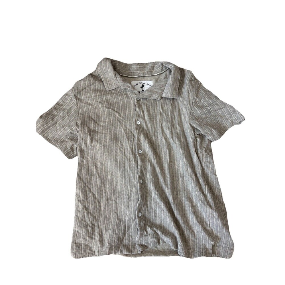 Men's Free Planet "Lost in Paradise" Striped Button Down -‎ Size Medium